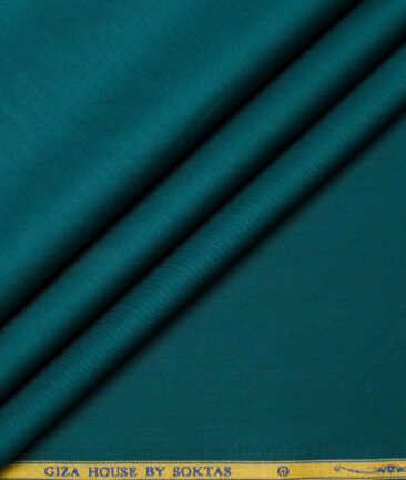 Soktas Men's Giza Cotton Solids  Unstitched Shirting Fabric (Dark Sea Green)