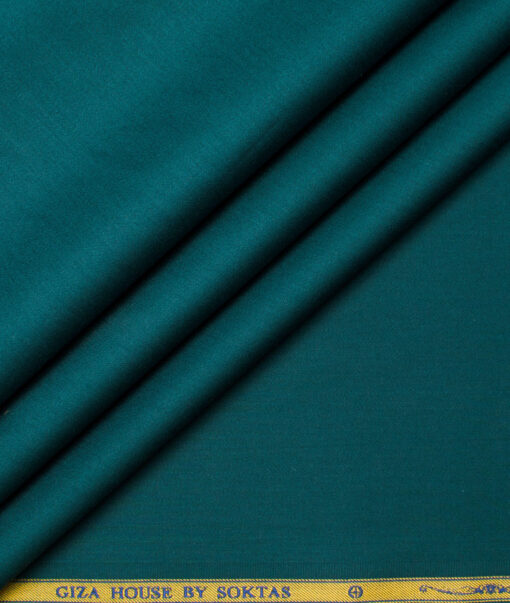Soktas Men's Giza Cotton Solids  Unstitched Shirting Fabric (Dark Sea Green)