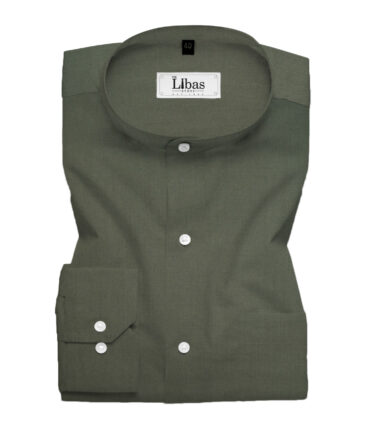 Soktas Men's Giza Cotton Solids  Unstitched Shirting Fabric (Dark Seaweed Green)