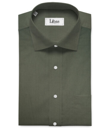 Soktas Men's Giza Cotton Solids  Unstitched Shirting Fabric (Dark Seaweed Green)