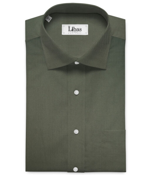 Soktas Men's Giza Cotton Solids  Unstitched Shirting Fabric (Dark Seaweed Green)