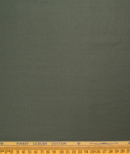 Soktas Men's Giza Cotton Solids  Unstitched Shirting Fabric (Dark Seaweed Green)
