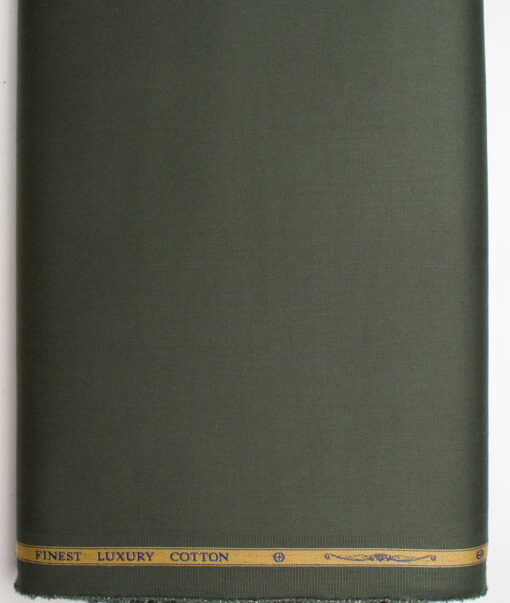 Soktas Men's Giza Cotton Solids  Unstitched Shirting Fabric (Dark Seaweed Green)