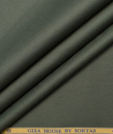 Soktas Men's Giza Cotton Solids  Unstitched Shirting Fabric (Dark Seaweed Green)