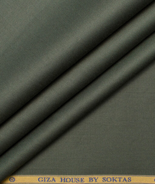 Soktas Men's Giza Cotton Solids  Unstitched Shirting Fabric (Dark Seaweed Green)