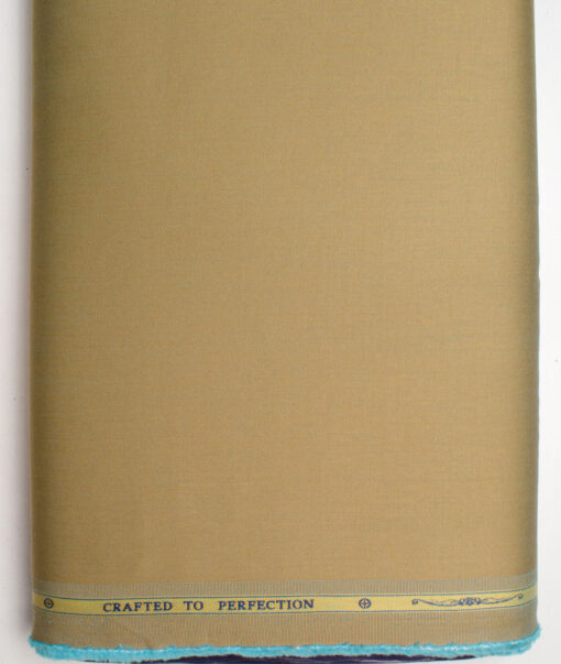 Soktas Men's Giza Cotton Solids  Unstitched Shirting Fabric (Light Brown)