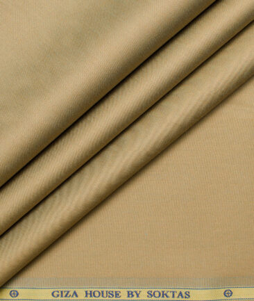 Soktas Men's Giza Cotton Solids  Unstitched Shirting Fabric (Light Brown)