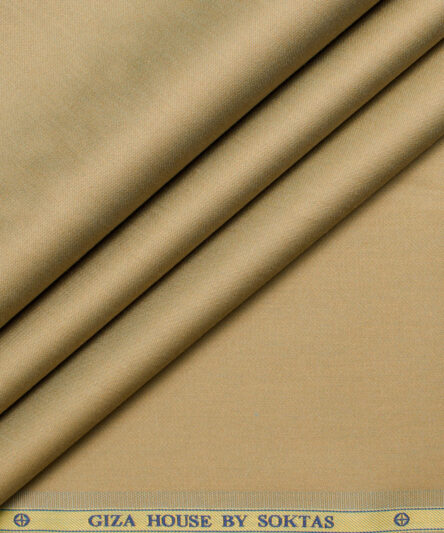 Soktas Men's Giza Cotton Solids  Unstitched Shirting Fabric (Light Brown)
