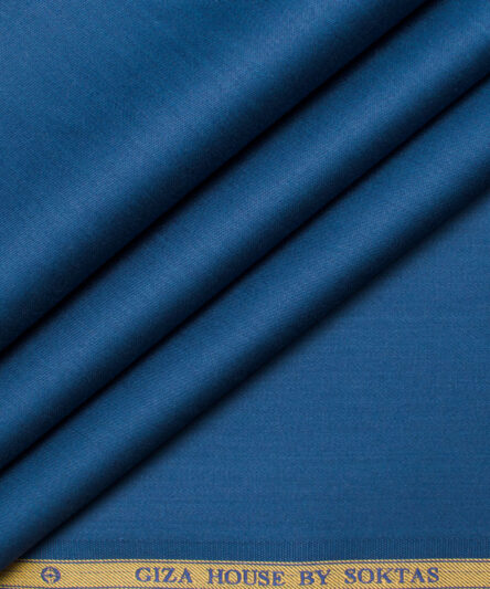 Soktas Men's Giza Cotton Solids  Unstitched Shirting Fabric (Rhino Blue)