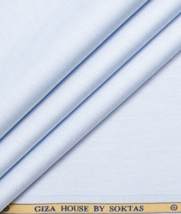 Soktas Men's Giza Cotton Solids  Unstitched Shirting Fabric (Sky Blue)