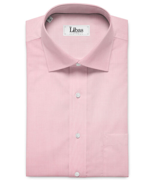 Soktas Men's Giza Cotton 2/120's Self Design  Unstitched Shirting Fabric (Pink)