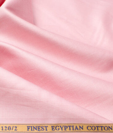 Soktas Men's Giza Cotton 2/120's Self Design  Unstitched Shirting Fabric (Pink)