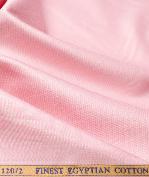 Soktas Men's Giza Cotton 2/120's Self Design  Unstitched Shirting Fabric (Pink)