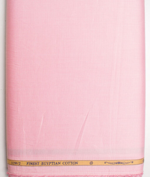 Soktas Men's Giza Cotton 2/120's Self Design  Unstitched Shirting Fabric (Pink)