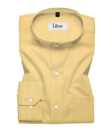 Soktas Men's Giza Cotton 2/120's Self Design  Unstitched Shirting Fabric (Yellow)