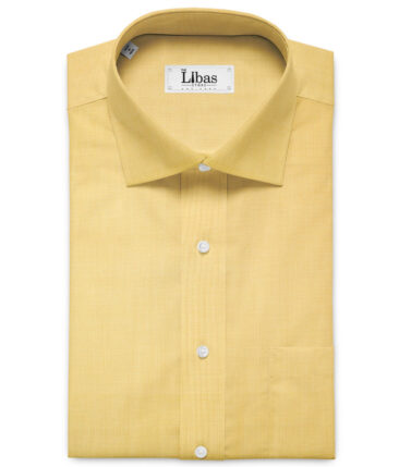 Soktas Men's Giza Cotton 2/120's Self Design  Unstitched Shirting Fabric (Yellow)