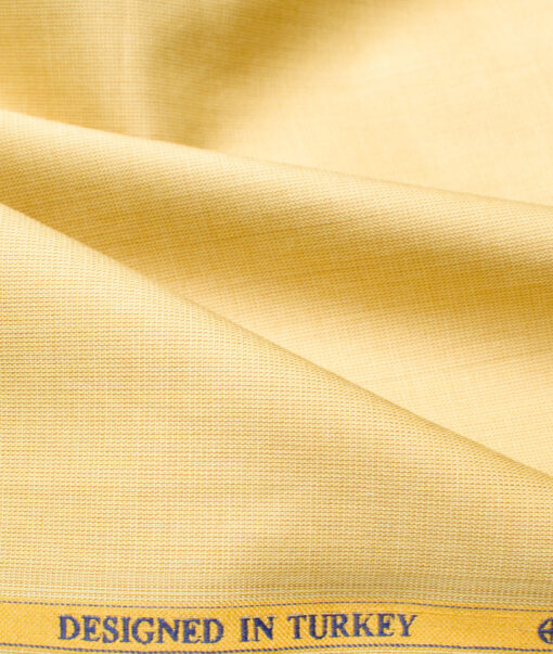 Soktas Men's Giza Cotton 2/120's Self Design  Unstitched Shirting Fabric (Yellow)