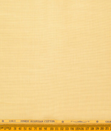 Soktas Men's Giza Cotton 2/120's Self Design  Unstitched Shirting Fabric (Yellow)