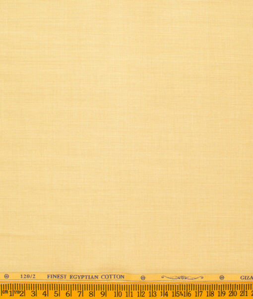 Soktas Men's Giza Cotton 2/120's Self Design  Unstitched Shirting Fabric (Yellow)