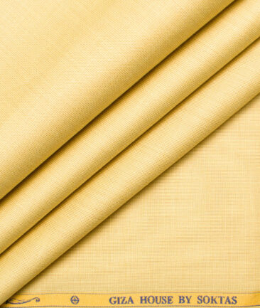 Soktas Men's Giza Cotton 2/120's Self Design  Unstitched Shirting Fabric (Yellow)