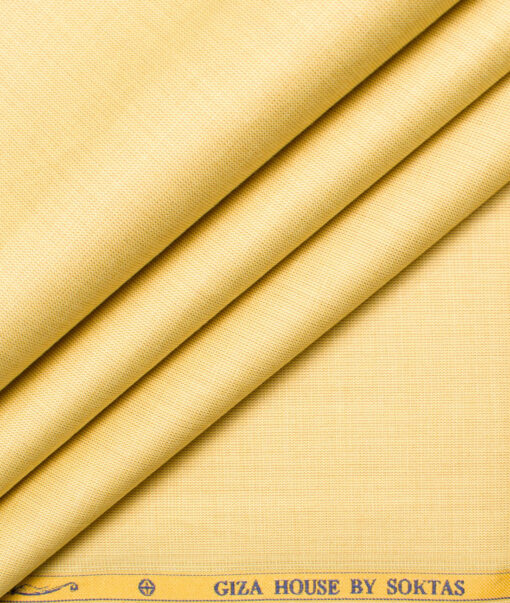 Soktas Men's Giza Cotton 2/120's Self Design  Unstitched Shirting Fabric (Yellow)