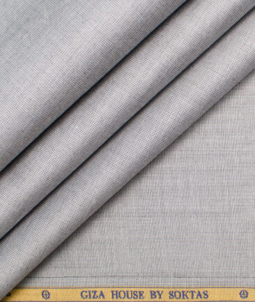 Soktas Men's Giza Cotton 2/120's Self Design  Unstitched Shirting Fabric (Grey)