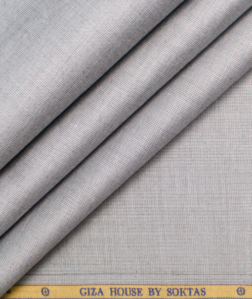 Soktas Men's Giza Cotton 2/120's Self Design  Unstitched Shirting Fabric (Grey)