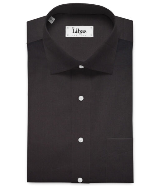 Soktas Men's Giza Cotton 2/120's Solids  Unstitched Shirting Fabric (Black)