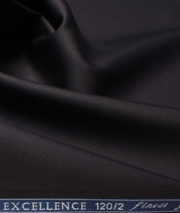 Soktas Men's Giza Cotton 2/120's Solids  Unstitched Shirting Fabric (Black)