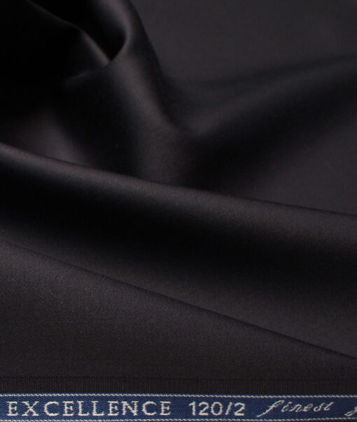 Soktas Men's Giza Cotton 2/120's Solids  Unstitched Shirting Fabric (Black)