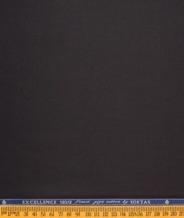 Soktas Men's Giza Cotton 2/120's Solids  Unstitched Shirting Fabric (Black)