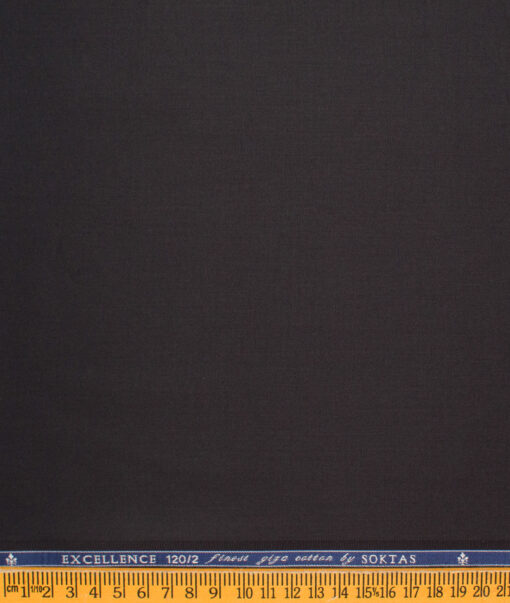 Soktas Men's Giza Cotton 2/120's Solids  Unstitched Shirting Fabric (Black)
