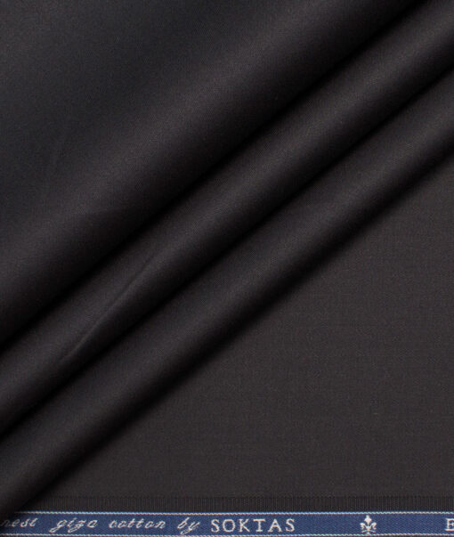 Soktas Men's Giza Cotton 2/120's Solids  Unstitched Shirting Fabric (Black)