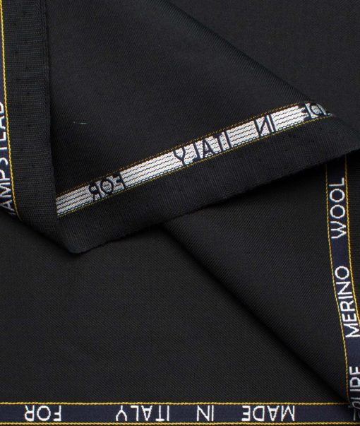 J.Hampstead Men's Wool Solids Super 130's Unstitched Suiting Fabric (Black)