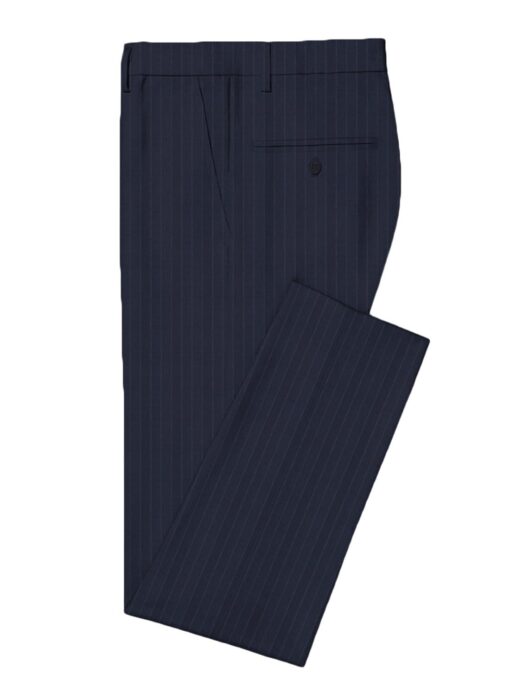 J.Hampstead Men's Wool Striped Super 130's  Unstitched Suiting Fabric (Dark Blue)