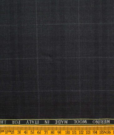 J.Hampstead Men's Wool Checks Super 130's  Unstitched Suiting Fabric (Dark Grey)