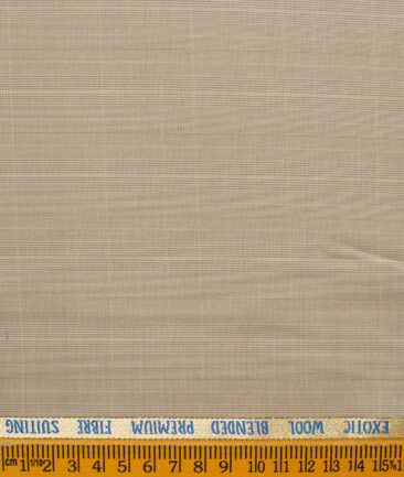 J.Hampstead Men's Wool Checks Super 100's  Unstitched Suiting Fabric (Beige)