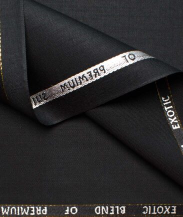 J.Hampstead Men's Wool Solids Super 90's Unstitched Suiting Fabric (Black)