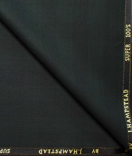 J.Hampstead Men's Wool Checks Super 100's  Unstitched Suiting Fabric (Dark Green)