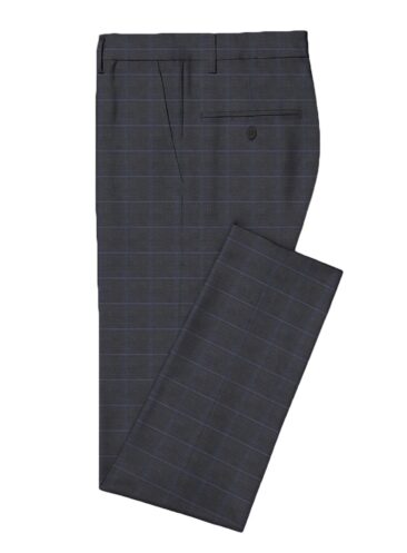 J.Hampstead Men's Wool Checks Super 100's Unstitched Suiting Fabric (Dark Grey)
