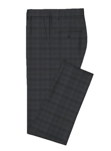 J.Hampstead Men's Wool Checks Super 100's  Unstitched Suiting Fabric (Dark Grey)
