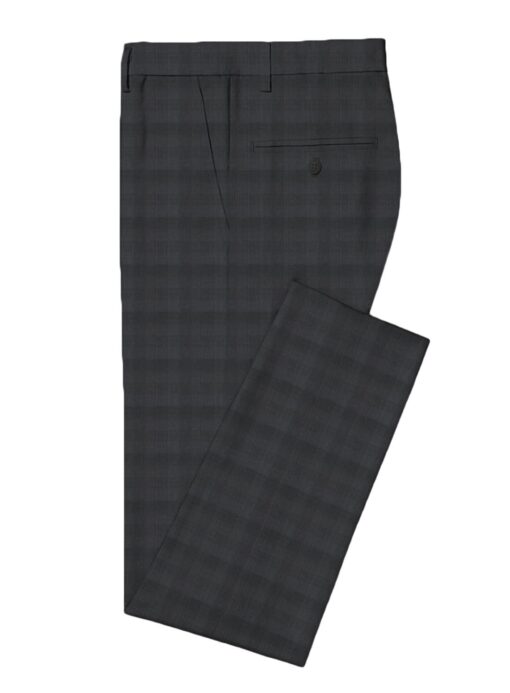 J.Hampstead Men's Wool Checks Super 100's  Unstitched Suiting Fabric (Dark Grey)