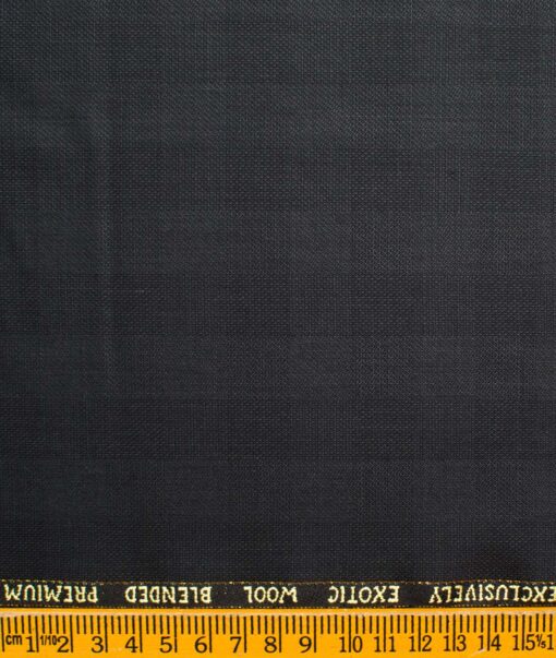 J.Hampstead Men's Wool Checks Super 100's  Unstitched Suiting Fabric (Dark Grey)