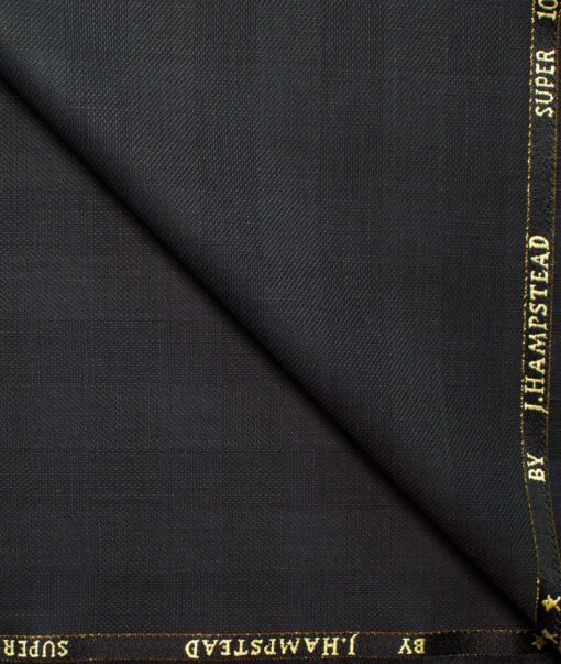J.Hampstead Men's Wool Checks Super 100's  Unstitched Suiting Fabric (Dark Grey)
