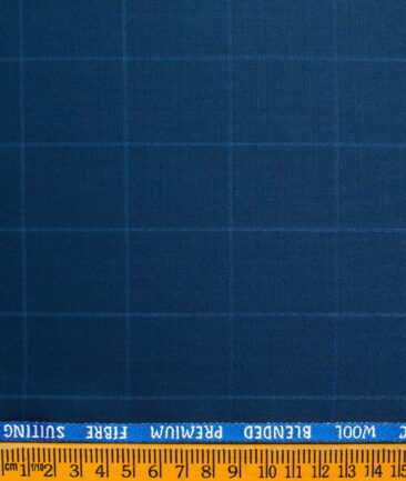 J.Hampstead Men's Wool Checks Super 100's  Unstitched Suiting Fabric (Dark Royal Blue)