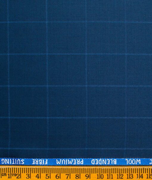 J.Hampstead Men's Wool Checks Super 100's  Unstitched Suiting Fabric (Dark Royal Blue)