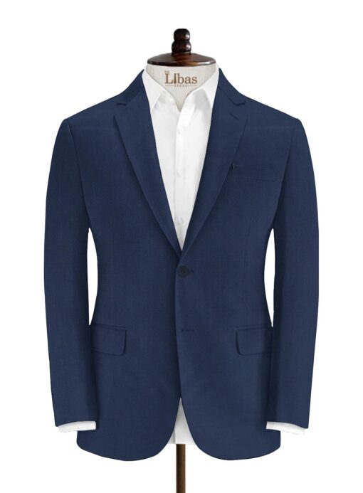 J.Hampstead Men's Wool Solids Super 90's  Unstitched Suiting Fabric (Dark Royal Blue)