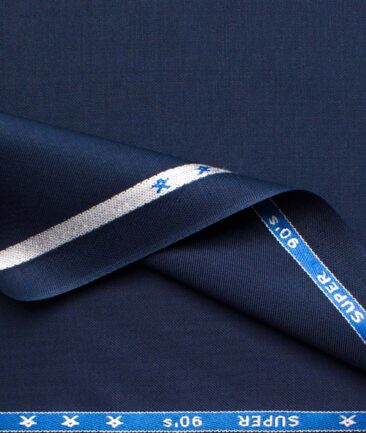 J.Hampstead Men's Wool Solids Super 90's  Unstitched Suiting Fabric (Dark Royal Blue)