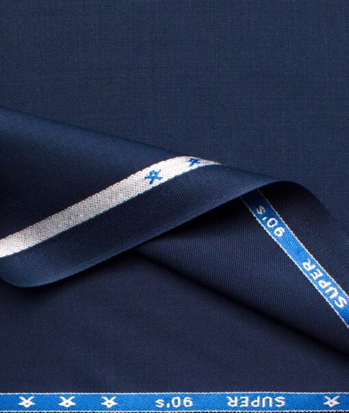 J.Hampstead Men's Wool Solids Super 90's  Unstitched Suiting Fabric (Dark Royal Blue)