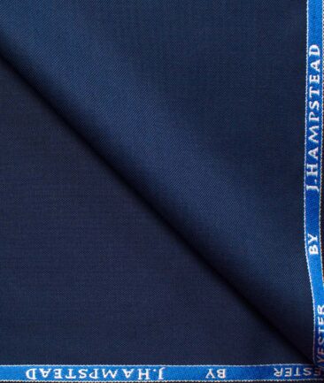 J.Hampstead Men's Wool Solids Super 90's  Unstitched Suiting Fabric (Dark Royal Blue)